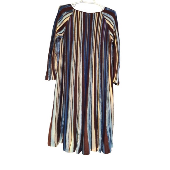 Anthropologie Moth Sweater Dress Brown Medium Midi Striped Semi Sheer No Liner - Picture 1 of 15